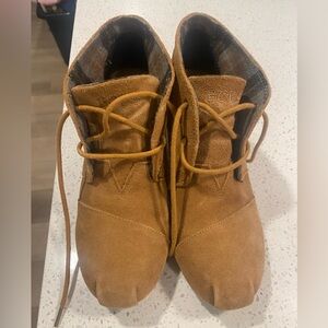 BOBS from Skechers Tan Heeled Wedge Boots